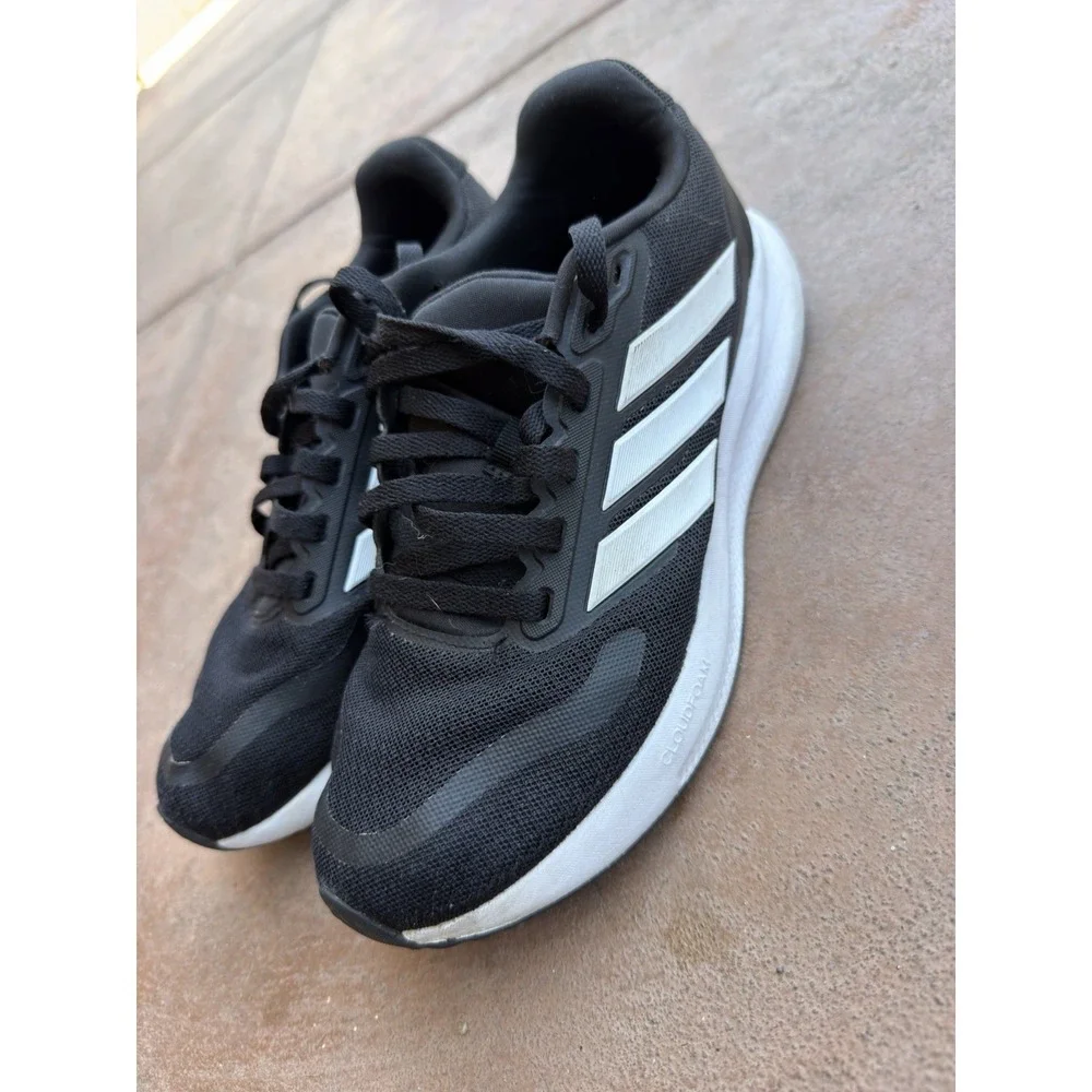 adidas Runfalcon 5 Youth Black White Running Shoes Size 6 IE8589 Cloudfoam